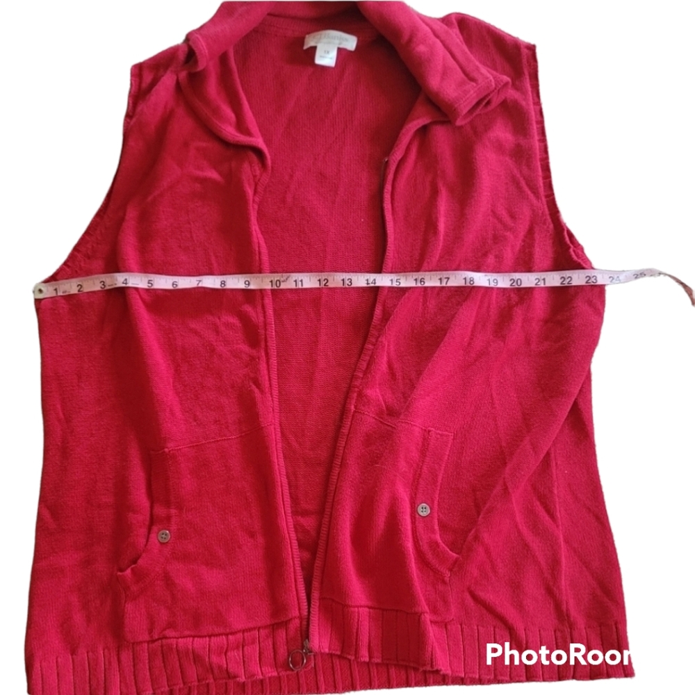 💥CJ BANKS💥 SIZE 1X💥  RED ZIP UP LIGHT VEST 💥